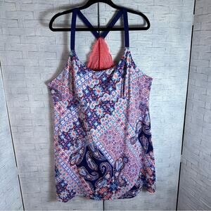 ND womens intimates nightgown T back lace back Paisley colorful nightgown plusSz